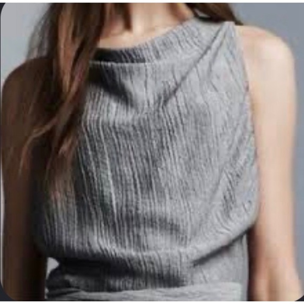 NWT Zara Women Sleeveless Open Back Drape Top Medium Gray Textured Avant Garde‎